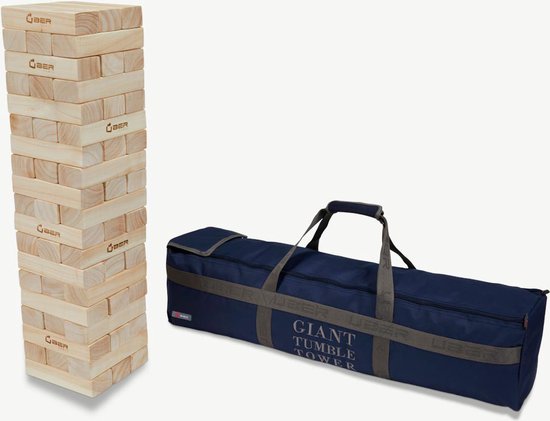 Stapeltoren spel - Tactisch spel - 22 Kg - tot 150 cm hoog - ECO pijnboomhout Topkwaliteit - Made in India - Designed in England - In Stevige Draagtas ®Designed in UK - Prachtig afgewerkt - Kwaliteit & Klasse - Profi van Tactic Sport