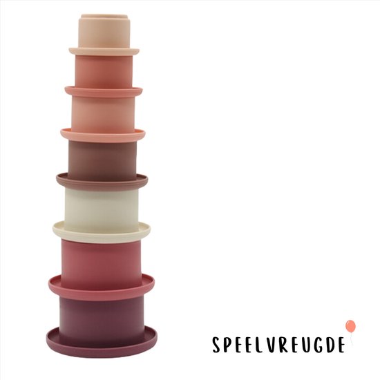 Stapeltoren - Stacking cups - Stapelbekers - Speeltoren - Stapelspeelgoed - Stapelstenen - Siliconen - BPA vrij - Baby - Dreumes - Peuter - Ontwikkeling - Leerzaam van Little Dutch