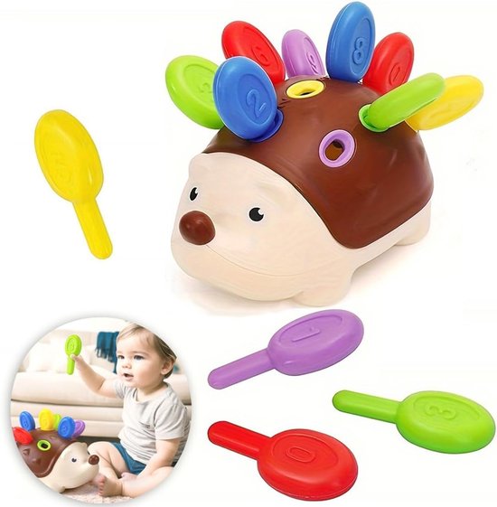 Steckspiel Igel – Montessori Speelgoed voor 2 Jaar – Motorisch Speelgoed – Trainen Hand-Oog Coördinatie – Kleur- en Cijferherkenning – Leren Speelgoed voor Peuters – Cadeau voor Jongens en Meisjes