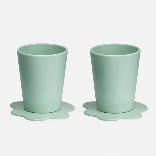 STEDDI - Open drinkbeker/oefenbeker voor Peuters en Kinderen – Valt niet om – Geen rietje of tuitje; essentieel voor een gezonde ontwikkeling van de mond - aanbevolen door logopedisten en pedagogen – Set van 2 - Groen - Inhoud 150ML