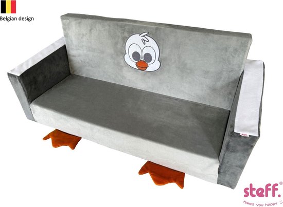 Stefano fashion - Pinguïn - Uitklapbare kinderzetel - Kinderfauteuil - voor 2 kindjes - 1 tot 3 jaar - zachte pluche
