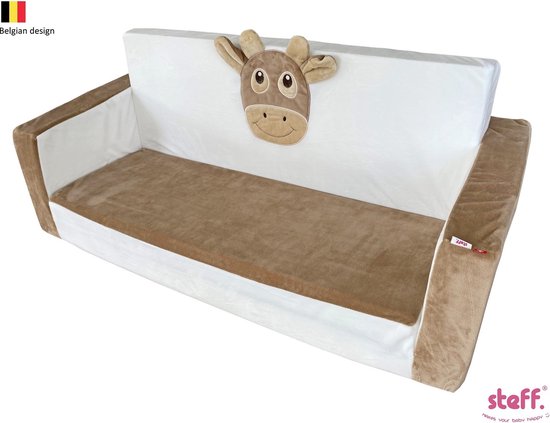Stefano Fashion - Swissy - Koe - Uitklapbare kinderzetel - Kinderfauteuil - voor 2 kindjes - 1 tot 3 jaar - zachte pluche