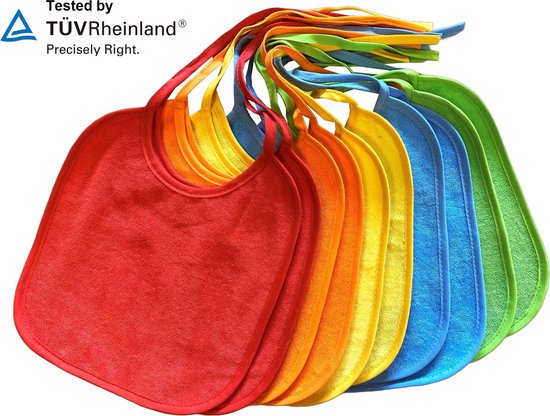 Steff - set pack van 10 kleurrijke slabbetjes met linten - waterdichte EVA laag - leeftijd 0-6 maand van Steff