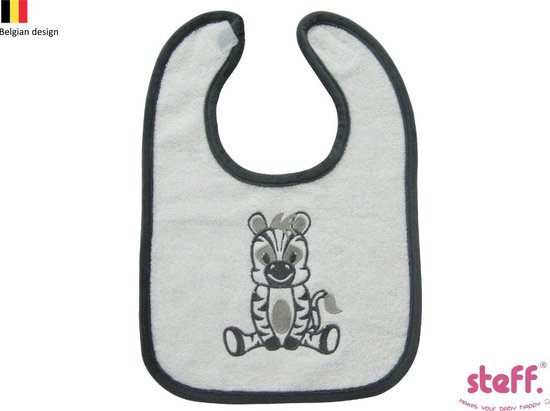 STEFF zittend Zebra slabbetje van Steff
