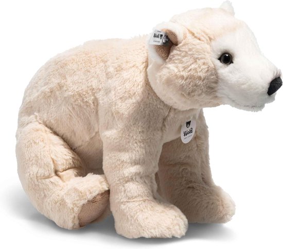 Steiff Knuffeldier Teddies for Tomorrow Siro ijsbeer, schattig knuffeldier met kunststof ogen, kinderen, jongens en meisjes, pluche dier 30 cm, wit, 062575
