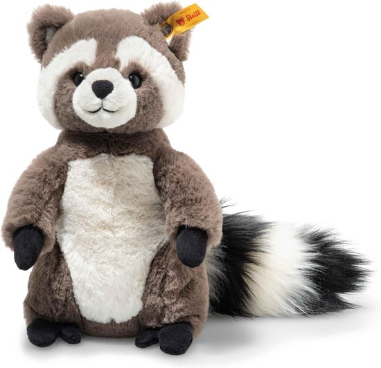 Steiff Pedro Raccoon 23 cm Bruin/Wit Knuffel - Soft Cuddly Friends van Merkloos