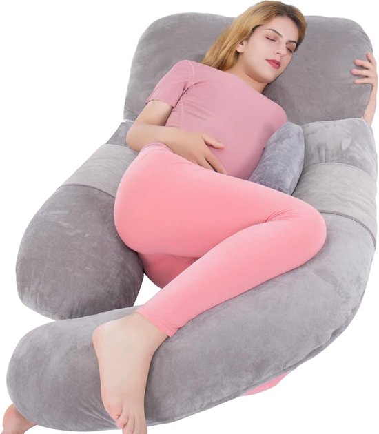 Stellar U-vormige Kussen - 152 cm - Zwangerschapskussen - Grijs - Zijslaapkussen - 152 x 76 x 19 cm - Body Pillow van Stellar