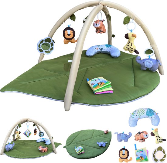 Stena Babygym - 7 Speeltjes - Trendy Design - Speelkleed met Boog - Speelmat - Baby - 0 tot 18 Maanden van Stena