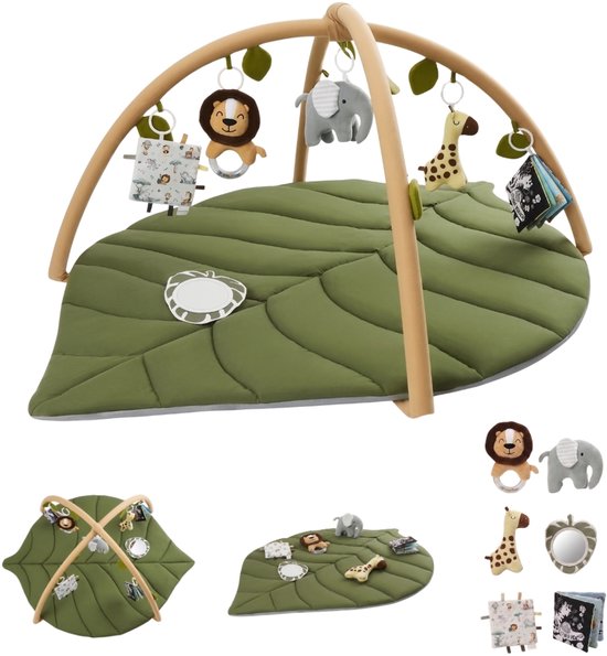 Stena Babygym - Speelkleed Baby met Boog - Jungle+ - 8 Speeltjes - Speelmat - Trendy Design - 0 tot 18 Maanden