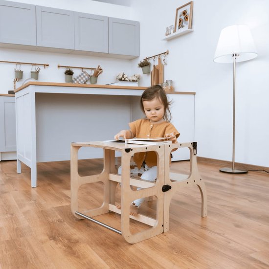 STEP'n'SIT® Convertible 2-in-1 Helper Tower/Table - Natuurlijk hout van Merkloos