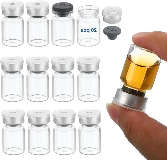 Steriele Lege Flesjes - Monsterflesjes Sample Vials - Laboratorium Opslag - Dubbele Afdichting - 1 ml - Transparant