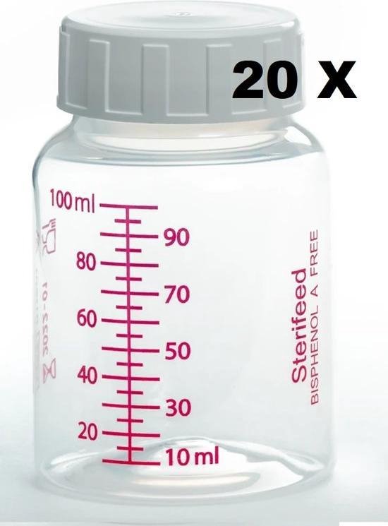 Sterifeed Moedermelk Bewaar flessen 20 stuks 100ml (plastic) van Sterifeed