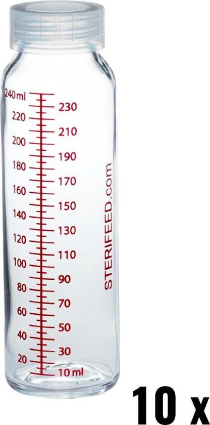 Sterifeed moedermelk bewaarfles glas Babyfles van glas 10 stuks 240 ml van Sterifeed