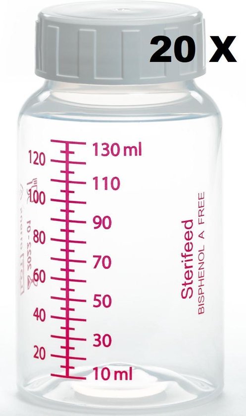 Sterifeed: Moedermelk bewaarfles (herbruikbare kwaliteit) 20 stuks 130 ml (plastic) van Sterifeed