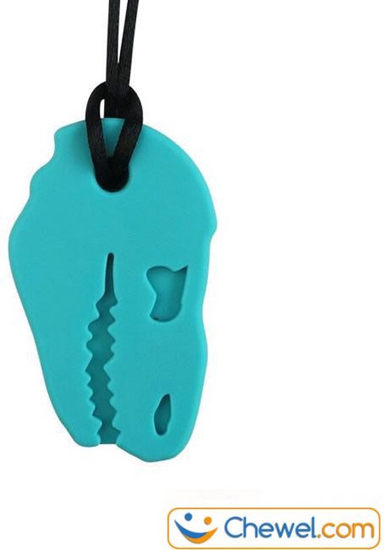 Stevige bijtketting kauwketting | Dinosaurus T-Rex Dino | Blauw | Chewel ® van Chewel®