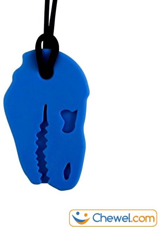 Stevige bijtketting kauwketting | Dinosaurus T-Rex Dino - Donkerblauw van Chewigem