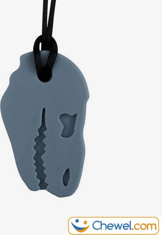 Stevige bijtketting kauwketting - Dinosaurus T-Rex Dino - Donkergrijs Extra Sterk - Chewel ® van Chewel®