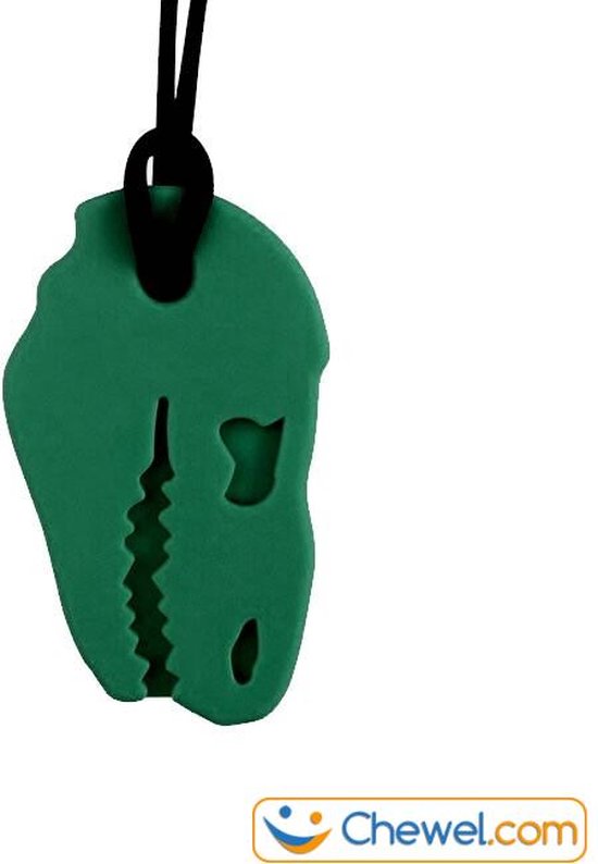 Stevige bijtketting kauwketting - Dinosaurus T-Rex Dino - Donkergroen Extra Sterk van Chewigem