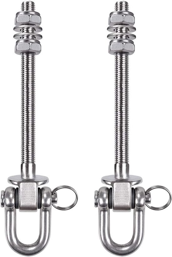 Stevige hanger van roestvrij staal - Draagvermogen 300 kg - 23 cm - Houten en stalen schommelhaak - Geschikt voor yogahangmatten, hangmatten, schokzakken en balkons van Sensafe