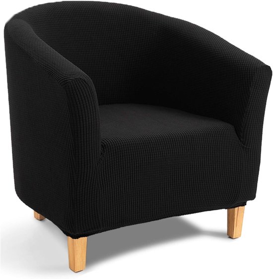 Stijlvolle Jacquard Hoes voor Clubfauteuil, Rekbare en Wasbare Anti-Slip Bescherming (Zwart)