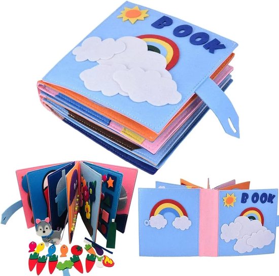 Stille boekjes, Montessori-speelgoed voor stille boekjes, 3D-vilt speelboekjes, sensorisch speelgoed en zachte stoffen babyboekjes, educatief speelgoed voor het ontwikkelen van vroege levensvaardigheden van Merkloos