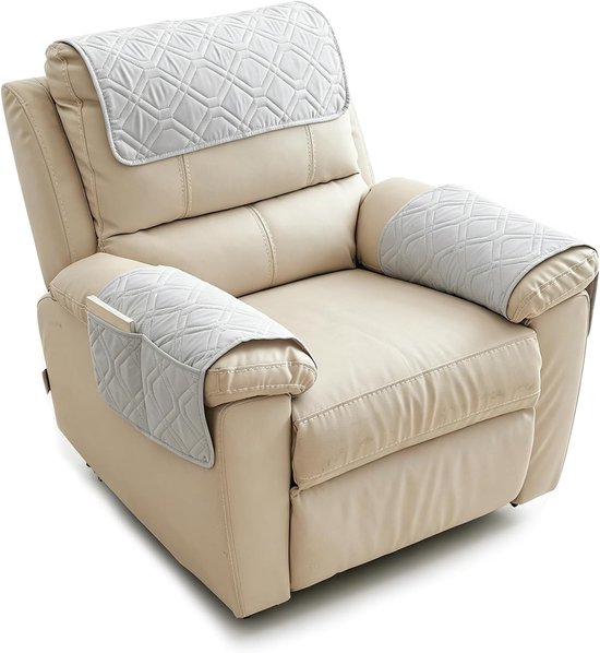 Stoelbeschermer voor Relaxstoelen met Zakken, Universele Bescherming voor Fauteuils en Banken, Lichtgrijs