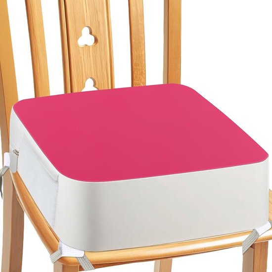 Stoelen voor kinderen, voor op tafel, 4-punts verankering, 9,6 cm, verhoging voor peuters aan de eettafel met zijzakken, antislip en draagbaar zitkussen voor kinderen (roze)