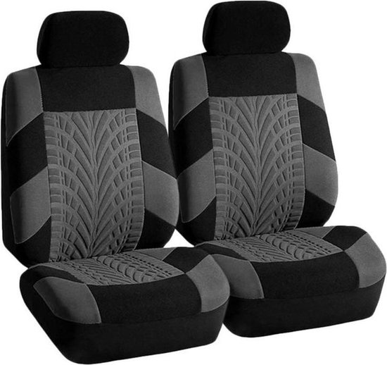 Stoelhoes Auto / Auto Stoelhoes / Universele Autostoelhoezen Set | 4 Delig | Bestuurder/Bijrijder Stoelhoes|Universeel | Geschikt voor de meeste modellen | Zwart/Grijs van Merkloos
