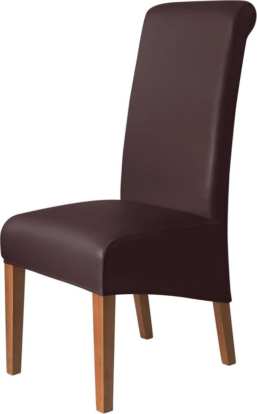 Stoelhoes PU-kunstleer voor eetkamerstoel, waterdicht, stretch, beschermend, bruin, hoge rug, 4 stuks van Merkloos