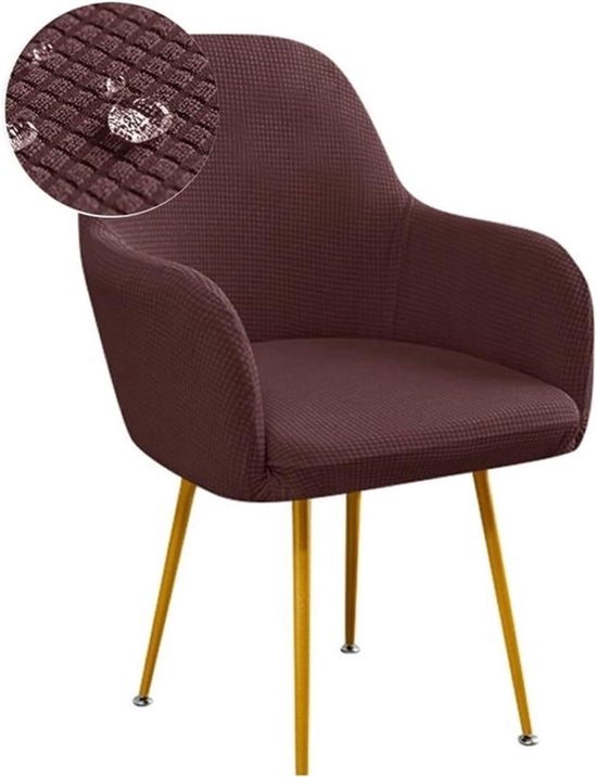 Stoelhoezen Eetkamer - Fauteuilhoezen Stretch - Meubels Beschermen - Waterdicht Jacquard - 40-44cm Rug Hoogte - Donkerbruin