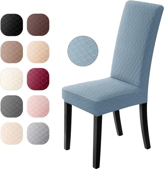 Stoelhoezen, set van 2 stuks, universele stretch stoelhoezen, moderne jacquard hoezen, afneembare stoelhoes, afdekking, eetkamerovertrek, bi-elastische hoeslaken, voor banketdecoratie en bruiloftsfeesten (blauw, set van 2) van Deconovo