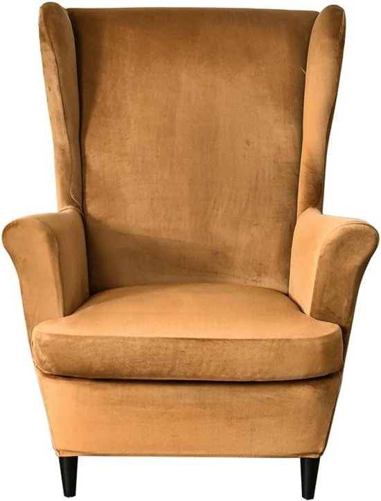 Stoelhoezen Wingback - Fauteuilhoezen Overzetters - Meubels Beschermen - Tweedelig Ontwerp - Voor de meeste wingback stoelen - Camel