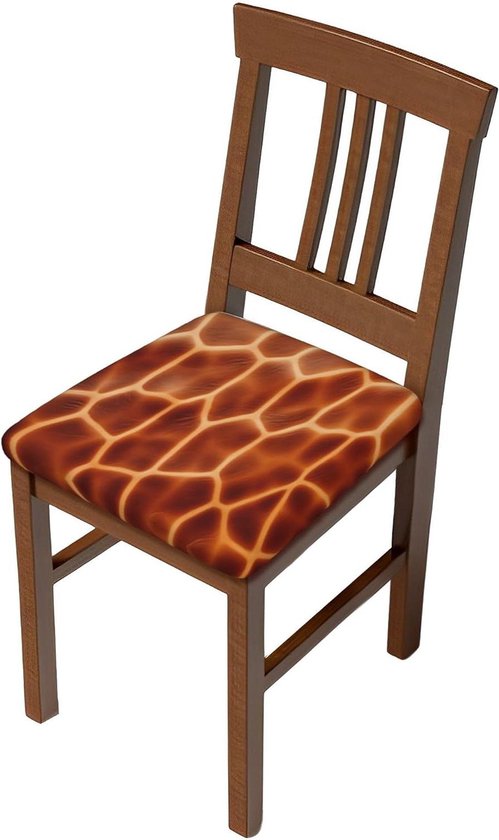 Stoelkussenhoezen Set - Zittingbeschermers - Eetkamer Decoratie - Zachte Stretch Stof - Universeel Formaat - Giraffe Print