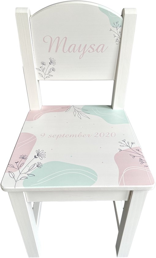Stoeltje met naam | Lief Bloem | geboortestoeltje | kinderstoeltje | wit stoeltje van hout | kraamcadeau met naam van Merkloos