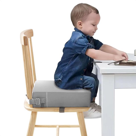 Stoelverhoger – Leer – 8cm hoog – Verhoogkussen - Stoelverhoger voor kinderen - Stoelverhoger voor eetkamerstoel - Stoelverhoger eettafel - Zitverhoger - peuter van Merkloos