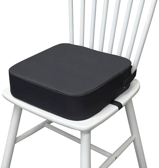 Stoelverhoger - Stoelverhoger eettafel - 34 x 34 x 9 cm - Zitverhoger - Stof en Spons - Demonteerbaar - Antislip stoelverhoging - Voor eetkamerstoel, eetkamer - Draagbare Stoelverhoger - Kinderstoelkussen - Donkergrijs