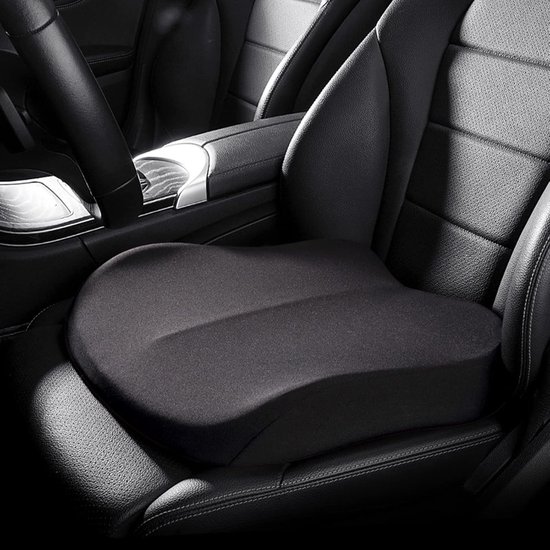 Stoelverhoger Volwassenen - Autostoel Kussen - Verbeter Zicht - Ergonomische Ondersteuning - 10 cm Verhoging - Zwart
