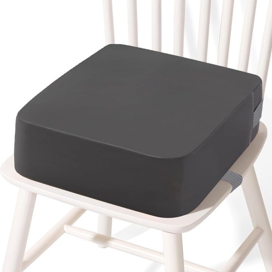 Stoelverhoger voor Kinderen – 9 cm Verhoogkussen – Zitverhoger voor Eettafel & Eetkamerstoel – Peuter Stoel verhoger - Stoelkussen waterdicht – Lichtgewicht & Veilig met Riemen - Zwart van Merkloos