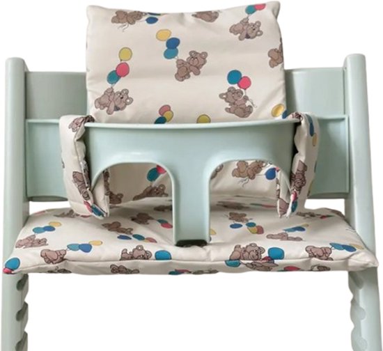 Stoelverkleiner ballon beer - kussenset ballon beren - stoelverkleiner voor stokke tripp trapp - kinderstoel verkleiner - stoel kussen van Merkloos