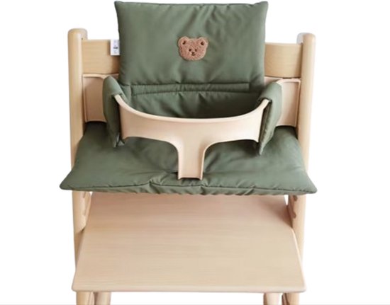 Stoelverkleiner beer groen - kussenset beer groen - stoelverkleiner voor stokke tripp trapp - kinderstoel verkleiner - stoel kussen