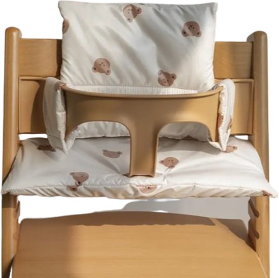 Stoelverkleiner beer - kussenset beer - stoelverkleiner voor stokke tripp trapp - kinderstoel verkleiner - stoel kussen van Merkloos