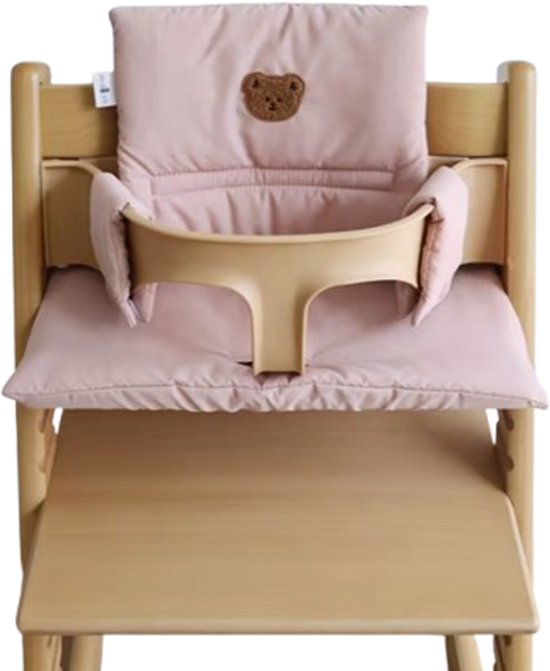 Stoelverkleiner beer roze - kussenset beer roze - stoelverkleiner voor stokke tripp trapp - kinderstoel verkleiner - stoel kussen van Merkloos