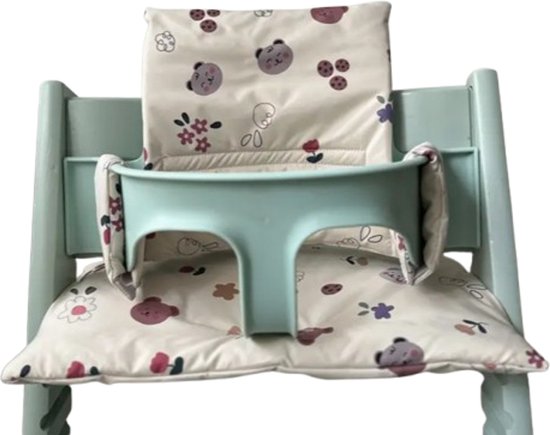 Stoelverkleiner bloem beer - kussenset bloem beer - stoelverkleiner voor stokke tripp trapp - kinderstoel verkleiner - stoel kussen van Merkloos