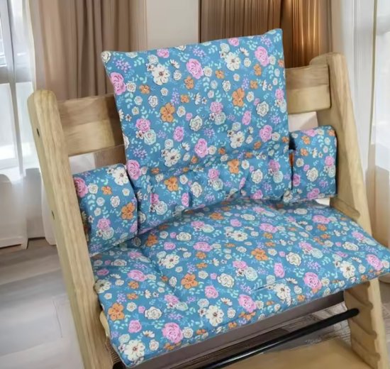 Stoelverkleiner bloemen- kussenset bloemetjes - stoelverkleiner voor stokke tripp trapp - kinderstoel verkleiner - stoel kussen van Merkloos
