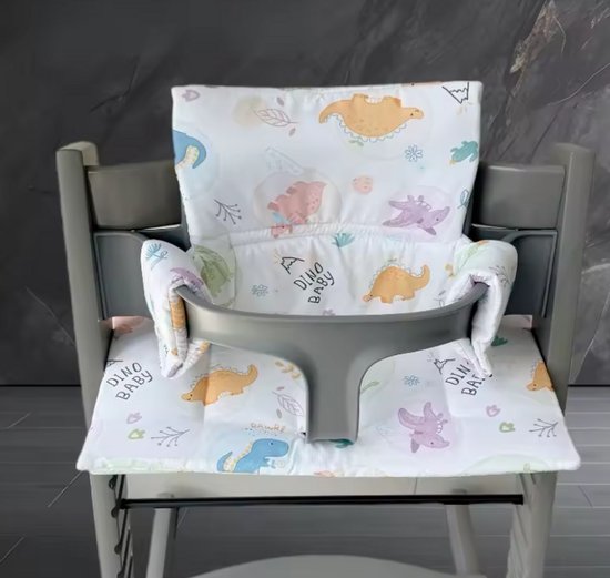 Stoelverkleiner dino - kussenset dino's - stoelverkleiner baby dino voor stokke tripp trapp - kinderstoel verkleiner - stoel kussen