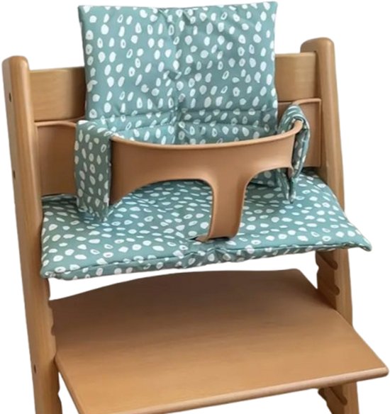Stoelverkleiner groen gevlekt - kussenset groen gevlekt - stoelverkleiner voor stokke tripp trapp - kinderstoel verkleiner - stoel kussen van Merkloos