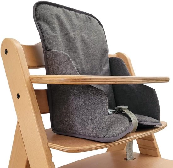 Stoelverkleiner Hoge Stoel - Zitverkleiner Baby - Comfortabel Zitten - Universele Pasvorm - Wasbaar op 30°C - Grijs