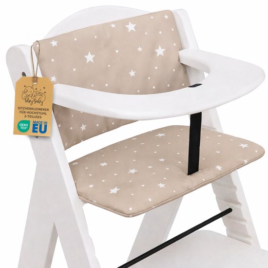 Stoelverkleiner Kinderstoel Kussen Baby Zitkussen - 2-delig - Stoelkussen voor Hauck Stokke Hoge Babystoel Trapstoel Waterafstotende Bekleding Oeko-Tex certificaat Beige