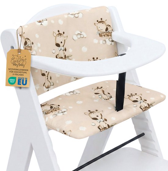 Stoelverkleiner Kinderstoel Kussen Baby Zitkussen - 2-delig - Stoelkussen voor Hauck Stokke Hoge Babystoel Trapstoel Waterafstotende Bekleding Oeko-Tex certificaat Giraffen