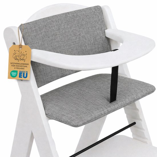 Stoelverkleiner Kinderstoel Kussen Baby Zitkussen - 2-delig - Stoelkussen voor Hauck Stokke Hoge Babystoel Trapstoel Waterafstotende Bekleding Oeko-Tex certificaat Grijs